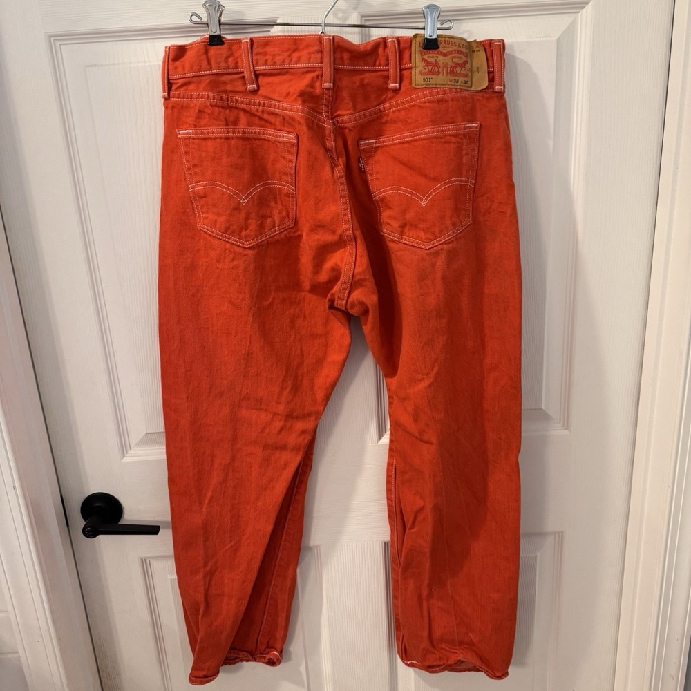 Levi's 501XX Men Jeans 38x 30 Red Denim Straight Button Fly Cotton Logo Vintage - Picture 4 of 10